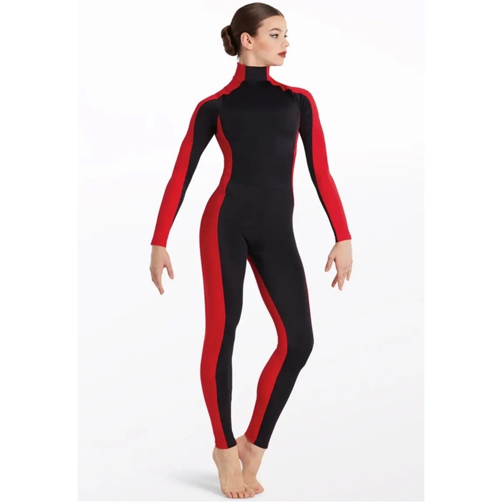 Weissman Black Red Two Tone Unitard MC LC Jazz Dance Costume